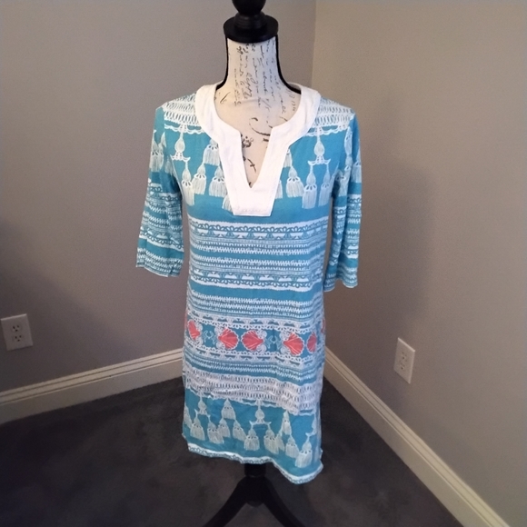 Lilly Pulitzer Dresses & Skirts - Lilly Pulitzer Dress/Cover-Up in Teal, White & Coral - S